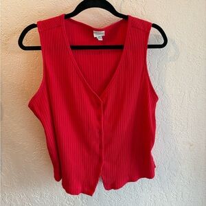 a new day Red Ribbed Button-Front V-Neck Tank